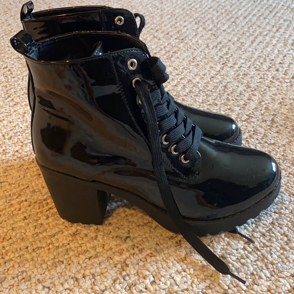 Shiny black boots. Size 10.